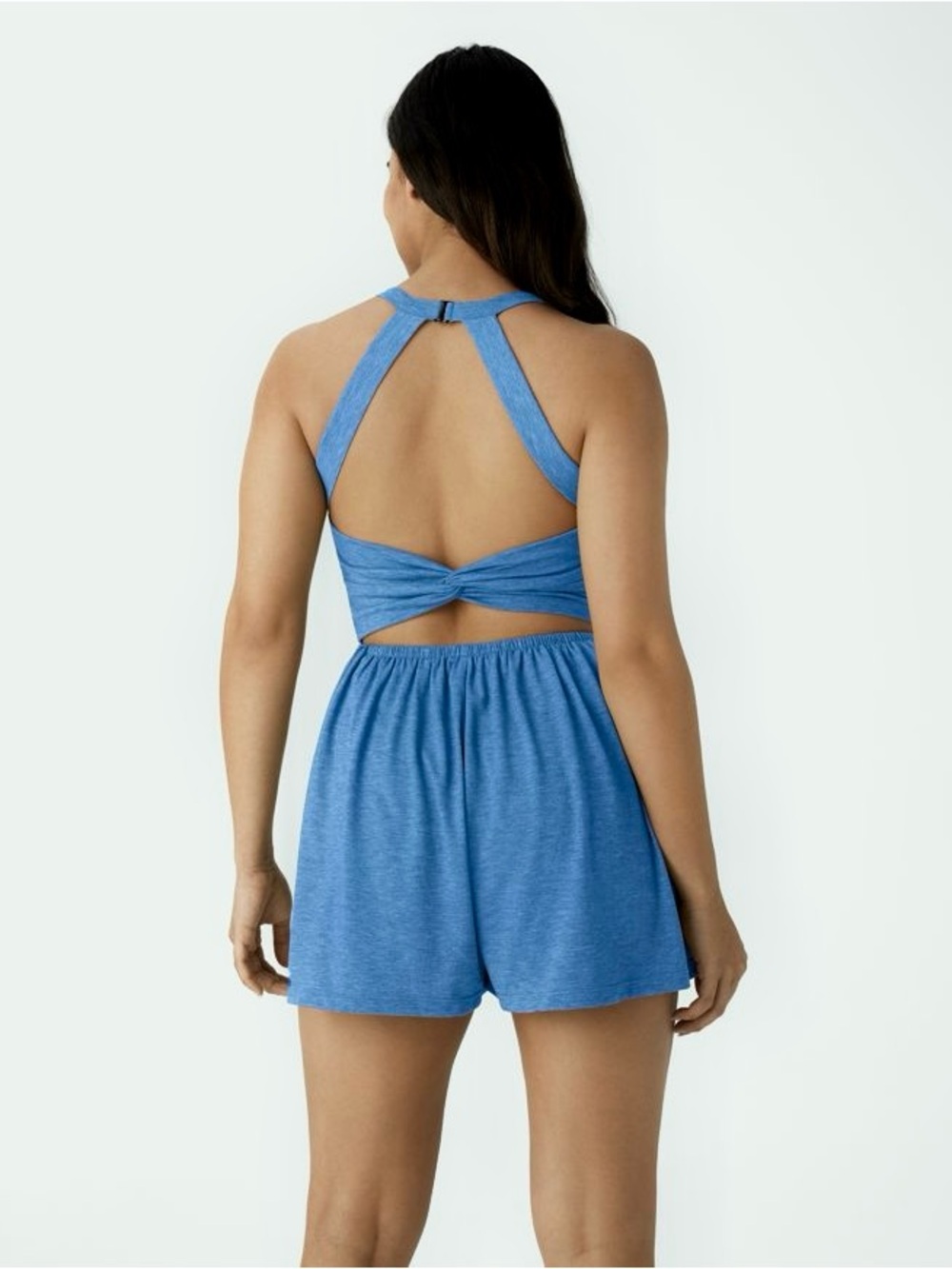 Halara 2-in-1 Romper Easy Peezy Edition With Twist Back & Pockets, M, Blue NWT